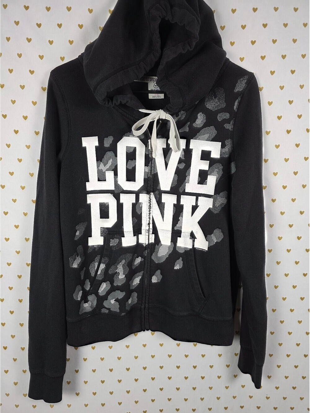 Victorias Secret Pink Leopard Cheetah HTF Vintage Y2k Hoodie LARGE